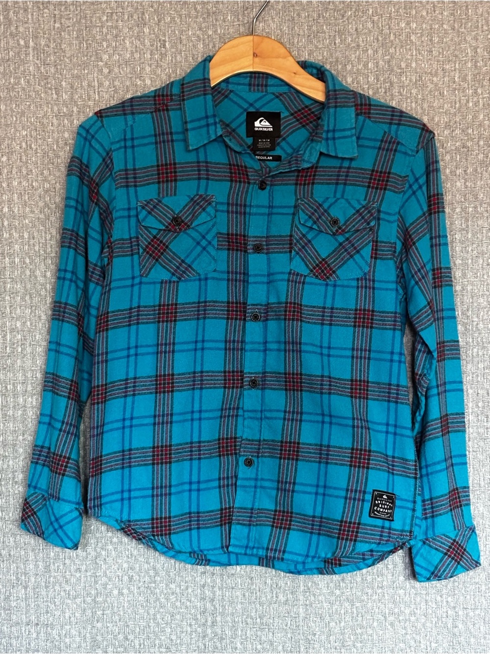 Quiksilver Boys Teal Plaid Button-Up Shirt